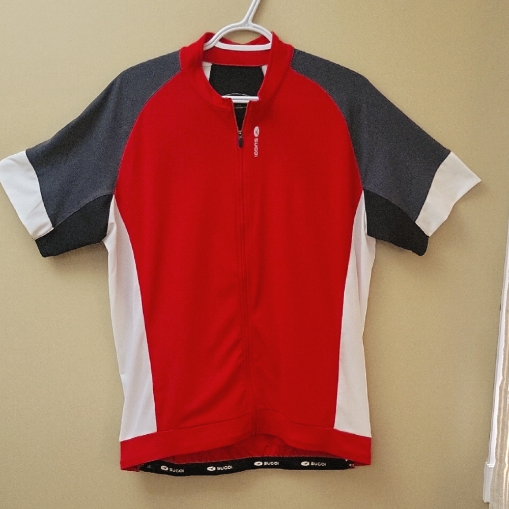 SUGOI Red and Gray Cycling Jersey